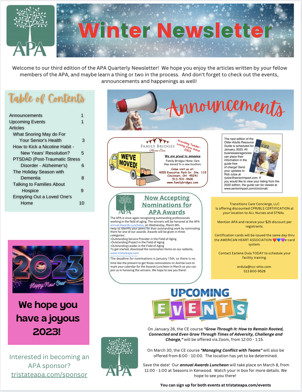 APA Winter 2023 Newsletter